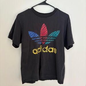 Adidas black Tee with colorful logo Size L